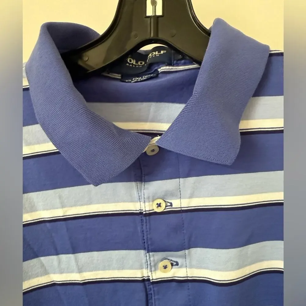 Ralph Lauren Men’s Polo Golf Shirt Sz L – Blue Stripe Cotton Classic Preppy